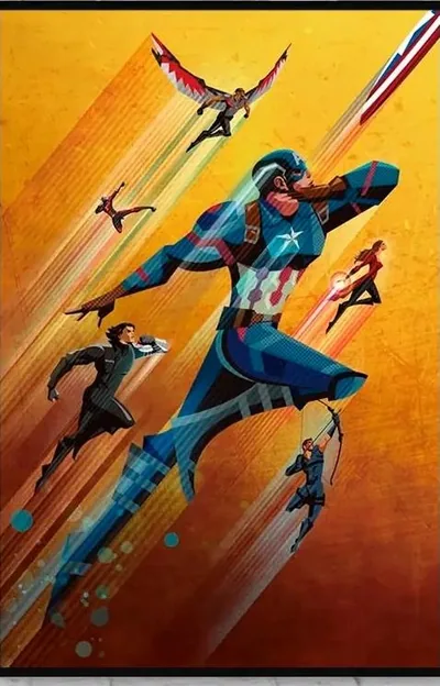 Постер «Мстители летящие Капитан Америка (Avengers Captain America)»