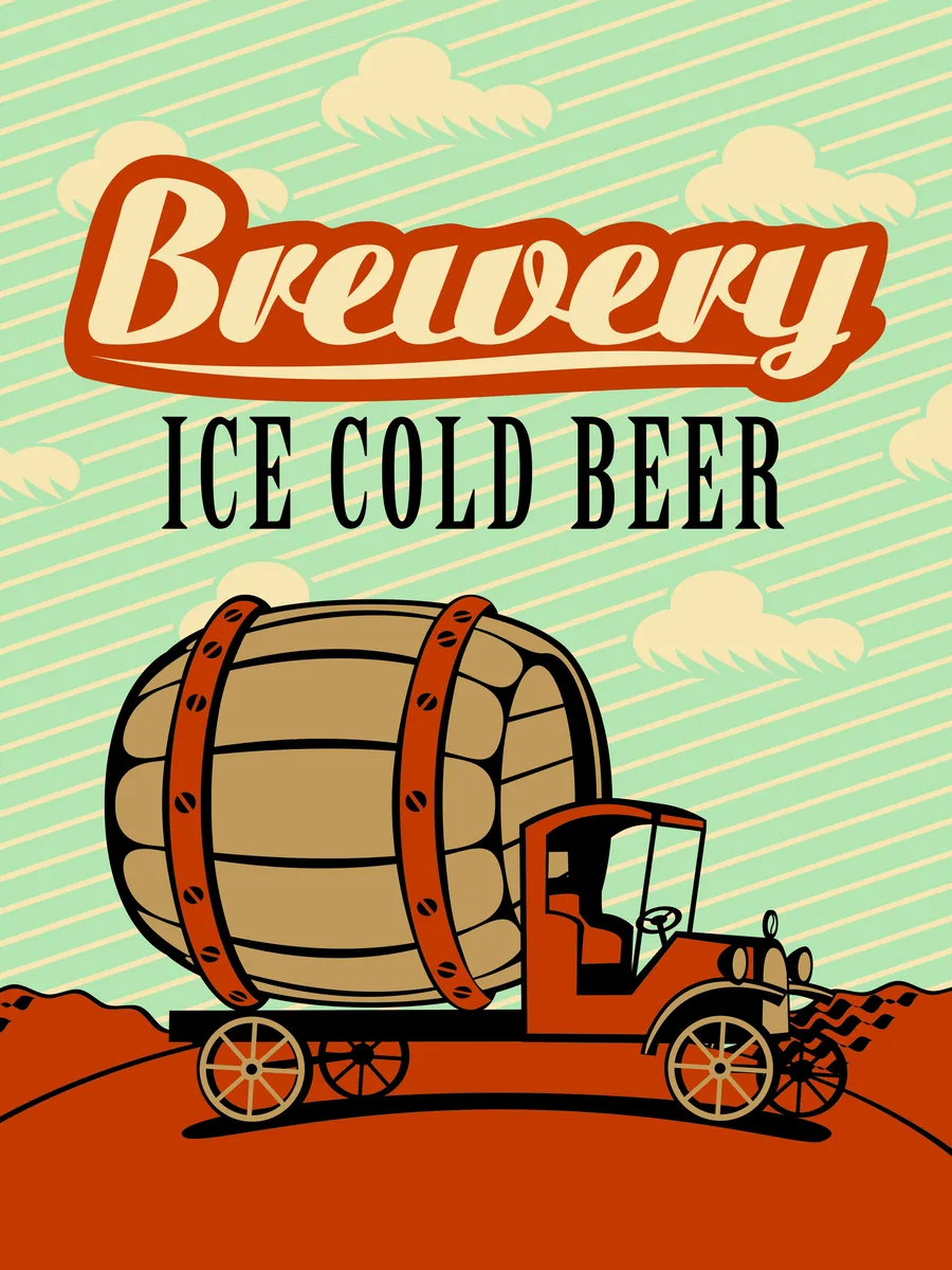 Постер «Ретро авто пивоварня (Brewery Ice Cold)»
