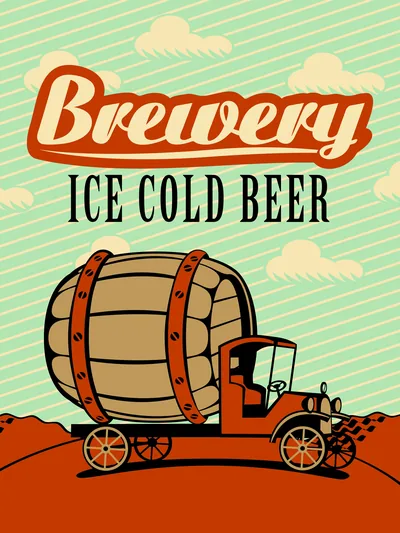 Постер «Ретро авто пивоварня (Brewery Ice Cold)»