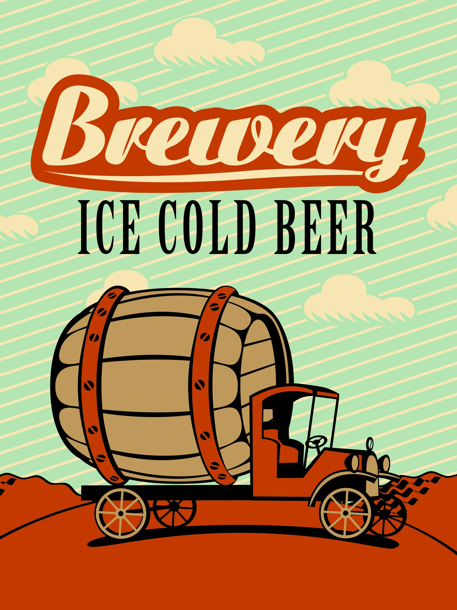 Постер «Ретро авто пивоварня (Brewery Ice Cold)»