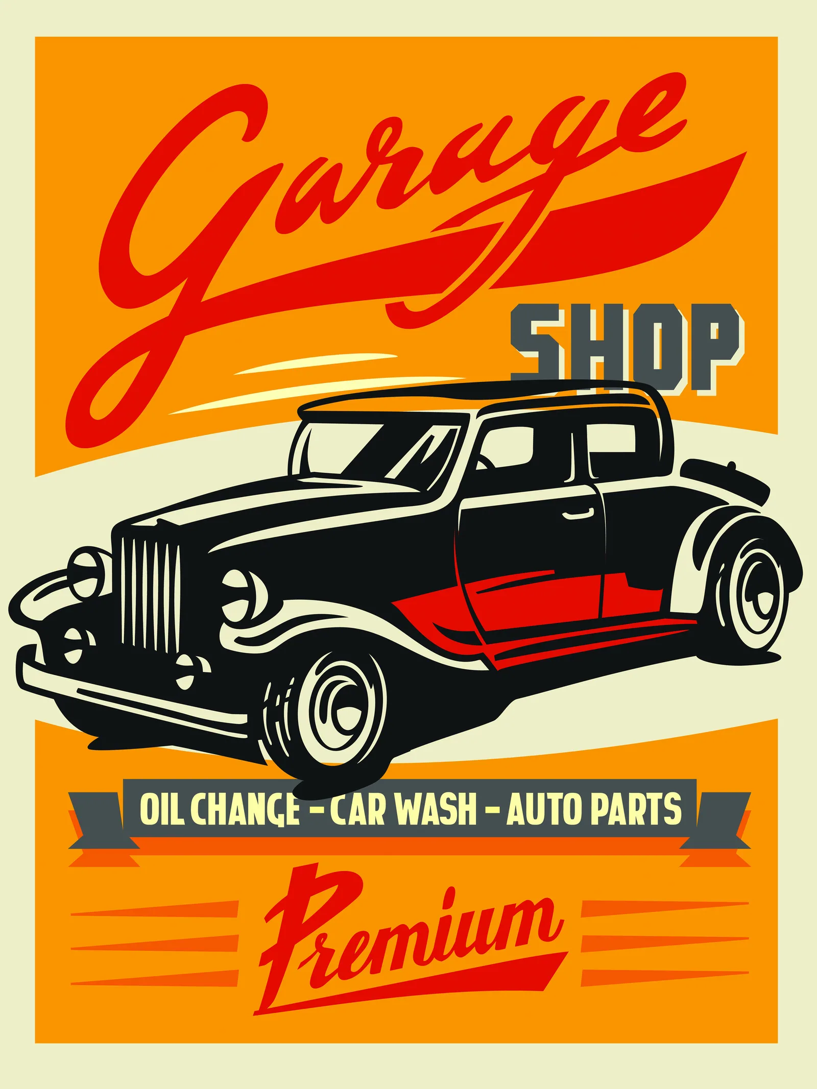 Постер «Ретро винтажный авто сервис Garage Shop»