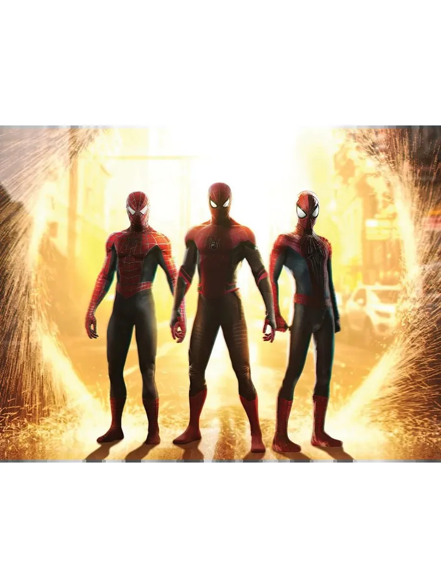 Постер «Человек-Паук - 3 паучка в портале (Spider-Man)»
