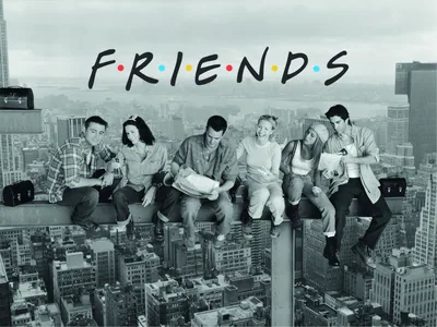 Постер «Сериал Друзья (Friends) ЧБ стройка»