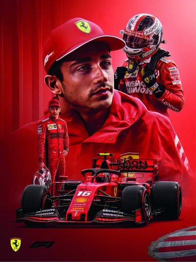 Постер «Автоспорт - Формула 1 - Шарль Леклер Ferrari»