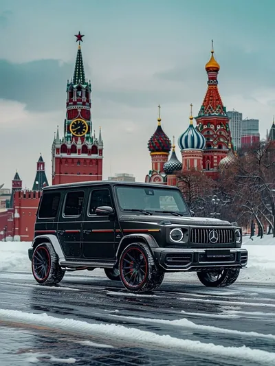 Постер «Авто - Mercedes-Benz G-Klasse на Красной площади»