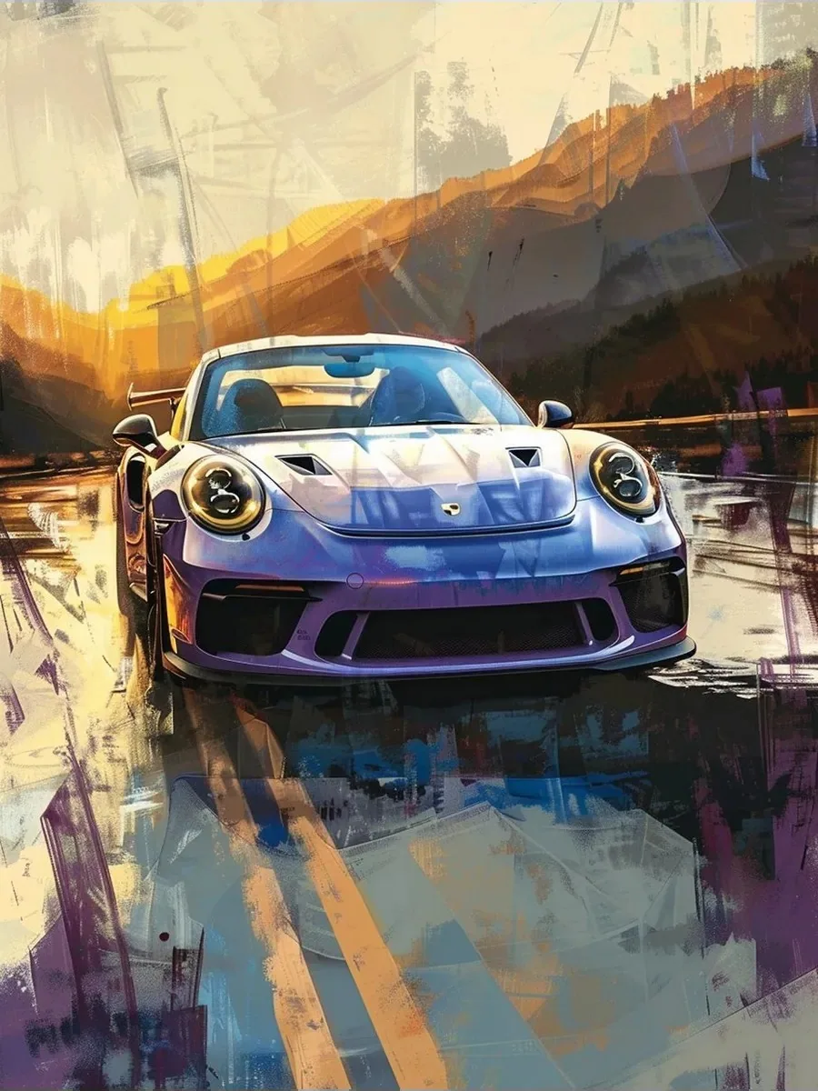 Постер «Авто - Porsche 911 рисунок»