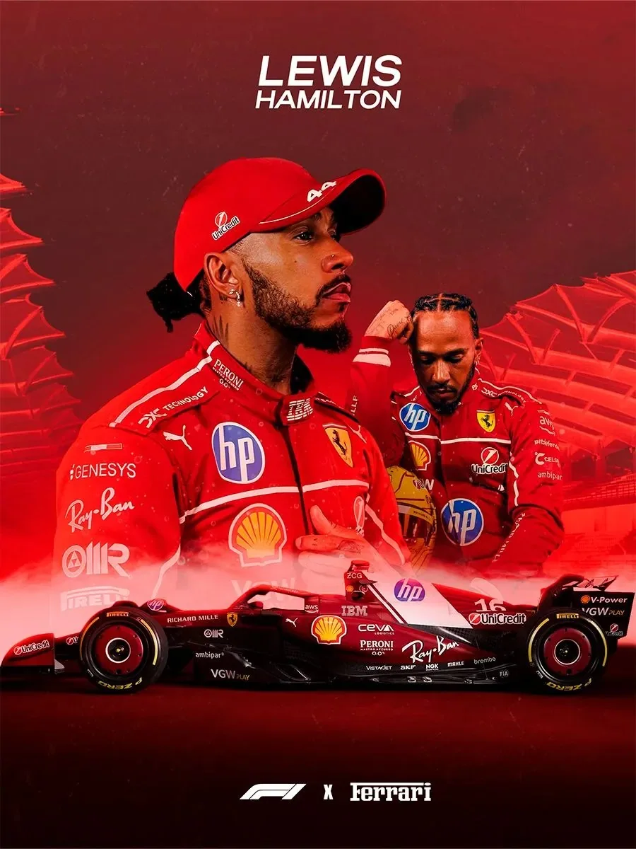 Постер «Автоспорт - Формула 1 - Льюис Хамильтон Ferrari»
