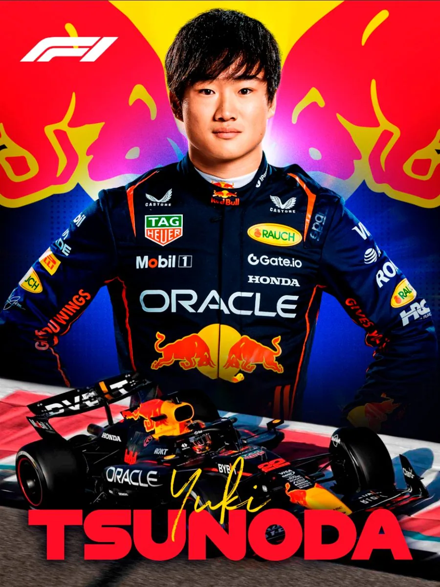 Постер «Формула 1 - Юки Цунода (F1 Red Bull)»