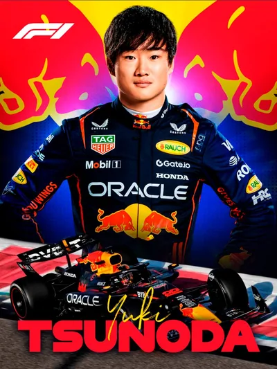 Постер «Формула 1 - Юки Цунода (F1 Red Bull)»